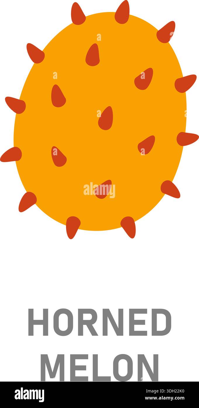Gehörnte Melone, Kiwano-Früchte. Das Symbol der spitzen tropischen Früchte auf weißem Hintergrund Stock Vektor