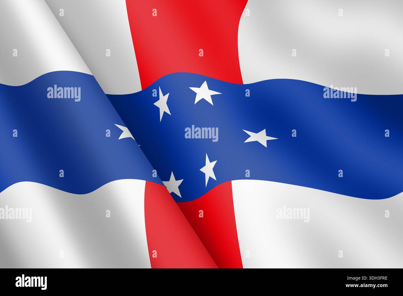 Niederländische Antillen winkende Flagge 3D Illustration Stockfoto