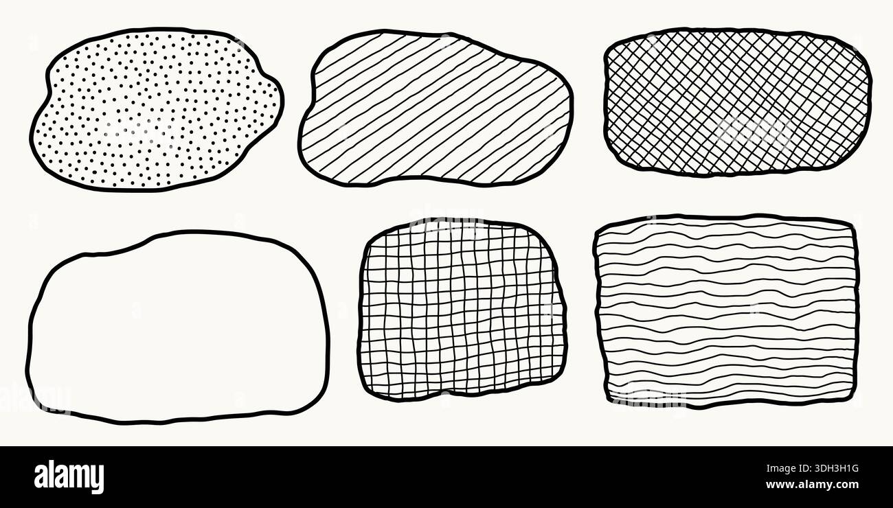 Set Aus Handgezeichneten Abstrakten, Strukturierten Blob-Frames Stock Vektor