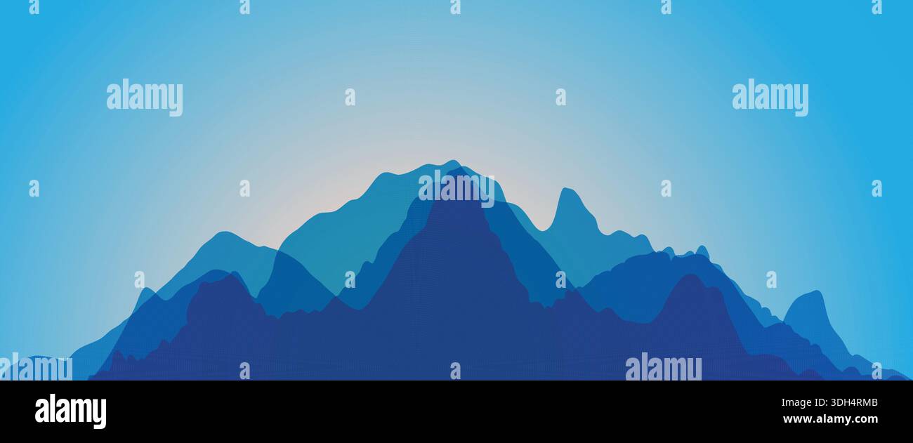 Abstrakte Landschaft mit blauen Bergen. Bergiges Gelände. Stock Vektor
