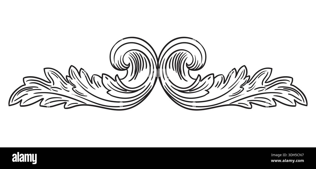 Symmetrische Handzeichnung Barock Ornament Vektor Illustration Stock Vektor