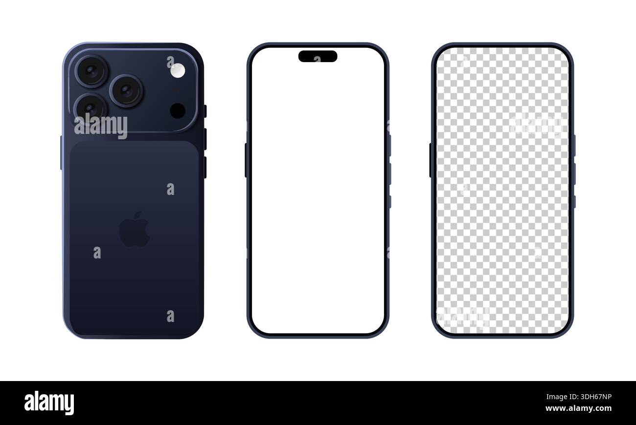 Moderne Smartphone-Mockup Vorderansicht Hinten Stock Vektor