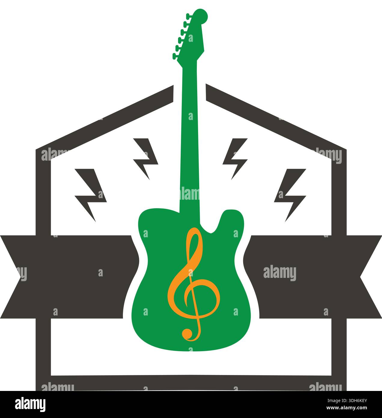 Vektor Design Gitarre Logo Grün Farbe Stock Vektor