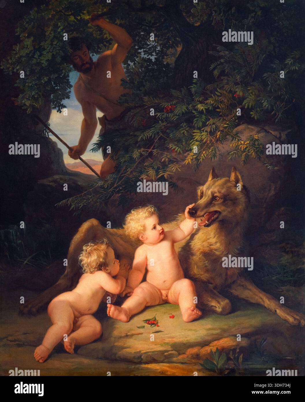 Joseph Binder, Romulus und Remus, Ölgemälde auf Leinwand, 1850 Stockfoto