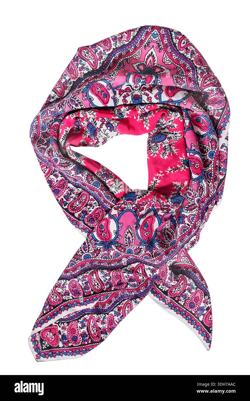 Vintage rosa Seide gebundenes Tuch isoliert auf weißem Hintergrund Stockfoto