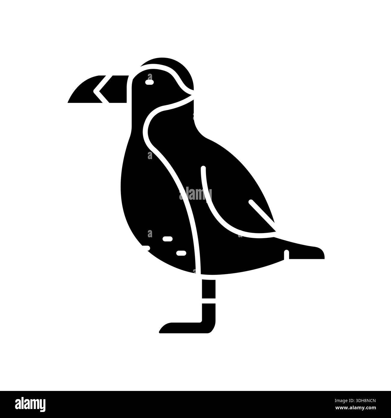 puffin Schwarz flaches Symbol für Digital- und Druckprojekte. Arktische Tiere. Minimale bereinigte Symbole für Apps und Websites. Moderne einfache Symbole für UI UX und br Stock Vektor