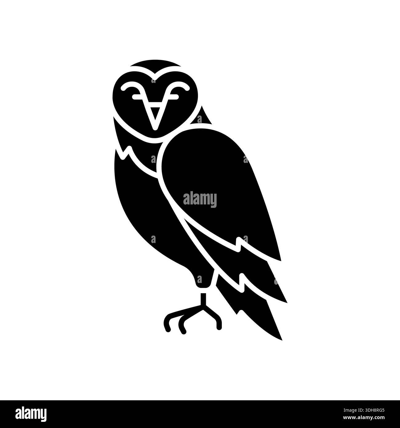 Schwarzes flaches Symbol für Schwarze Eule für digitale und gedruckte Projekte. Arktische Tiere. Minimale bereinigte Symbole für Apps und Websites. Moderne einfache Symbole für UI UX und Stock Vektor