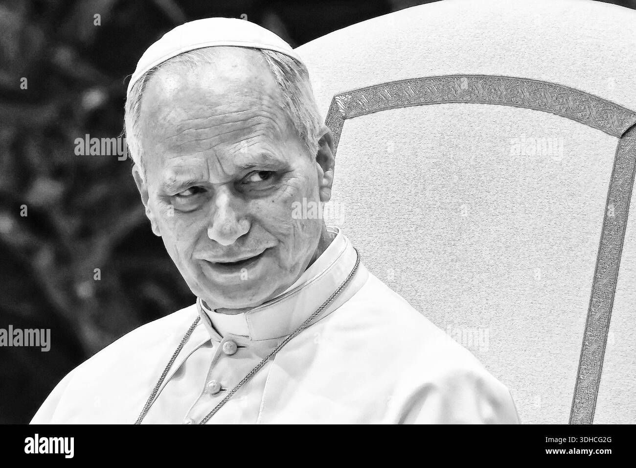 Januar 2025. Vatikanstadt - PAPST LEO XIV. Während seiner Generalaudienz am Mittwoch im Vatikan. © EvandroInetti Via ZUMA Wire (Foto: © Evandro Inetti/ZUMA Press Wire) NUR REDAKTIONELLE VERWENDUNG! Nicht für kommerzielle ZWECKE! Stockfoto