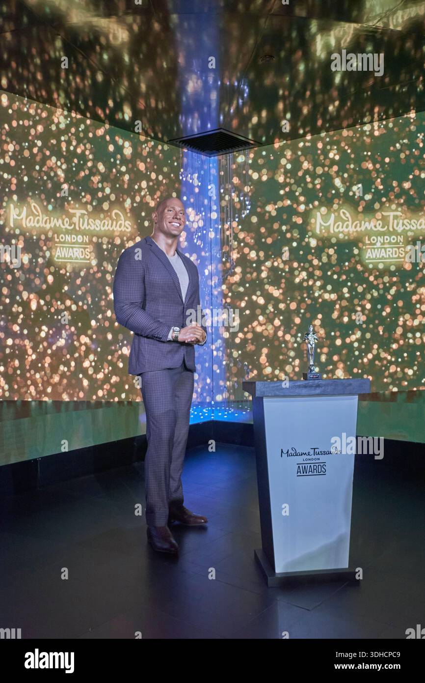Großbritannien, London, Marylebone, Madame Tussauds Wax Museum, Dwayne Johnson, amerikanischer kanadischer Schauspieler, Produzent und professioneller Wrestler Stockfoto