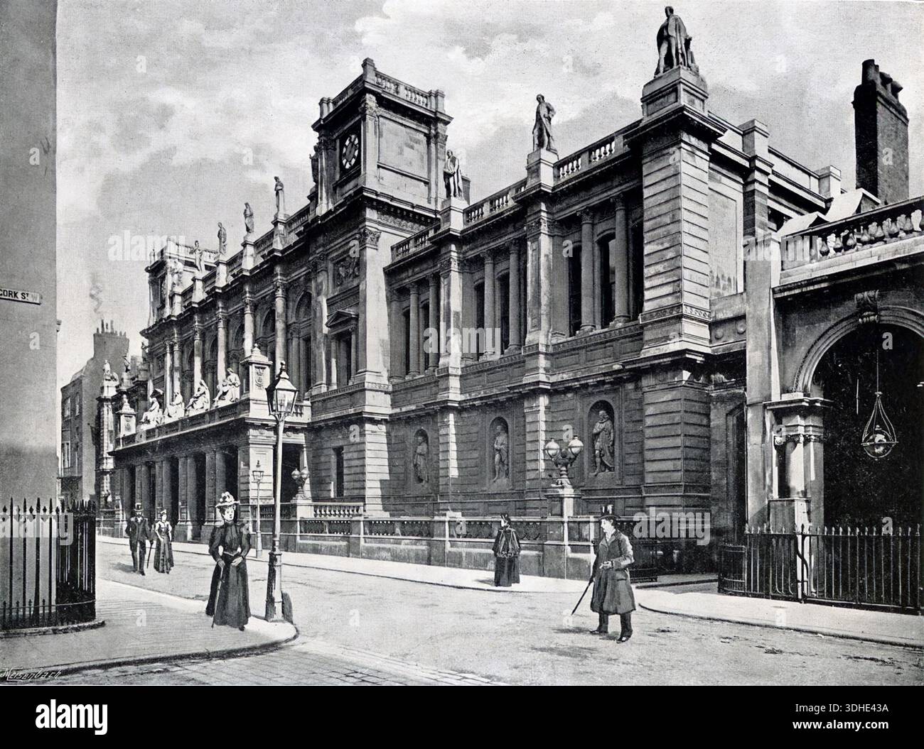 University of London. Historische Schwarzweißfotografie der akademischen Einrichtung in London Stockfoto