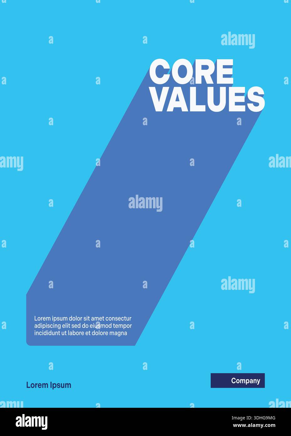 Core Values Typografie Banner. Vorlage für geschäftliche Infografiken. Vektorabbildung Stock Vektor