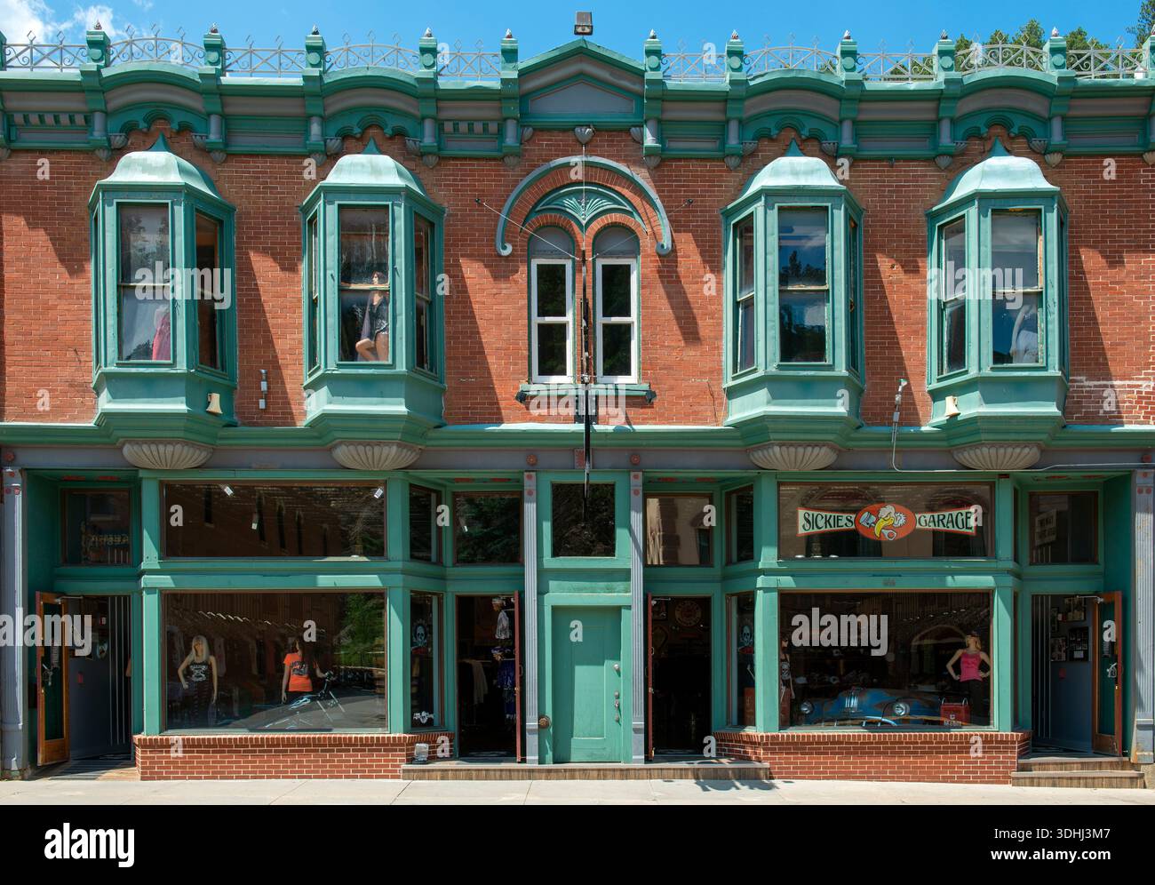 Historische Architekturfassade der wilden Weststadt Deadwood, South Dakota, USA. Stockfoto