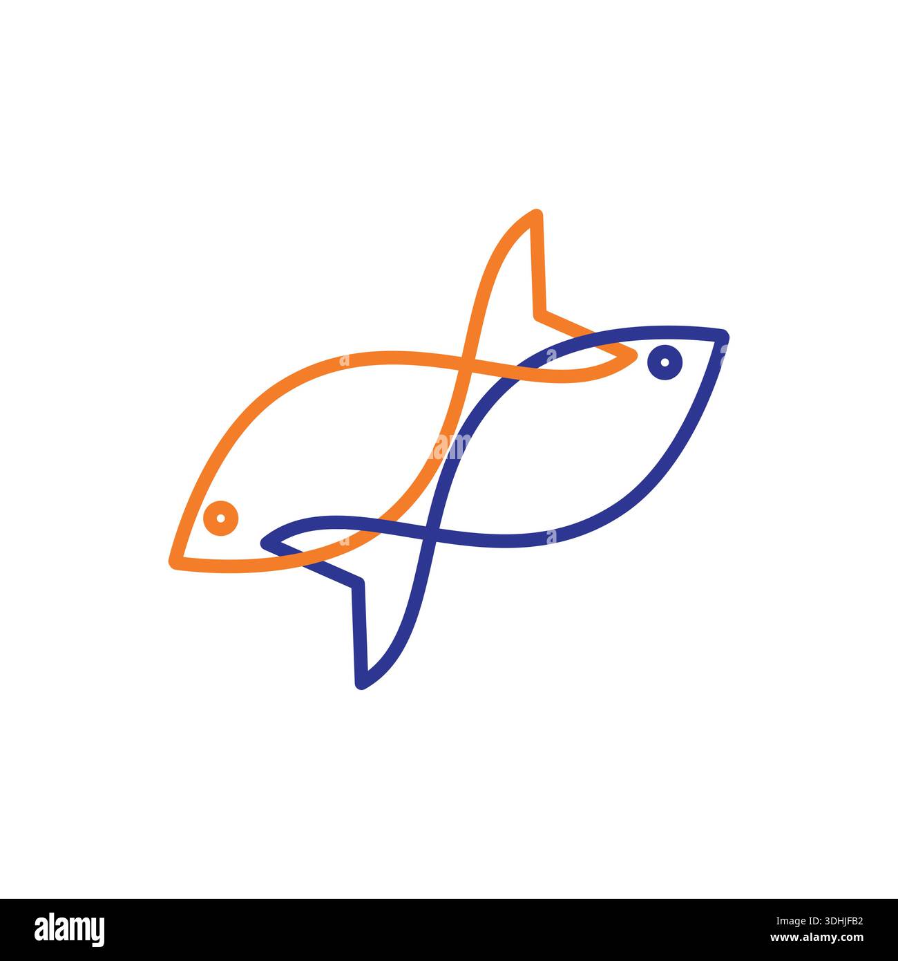 Abstrakte Strichillustration von zwei stilisierten Fischen, die ein modernes Logo-Design bilden, das für Branding- und Grafikprojekte geeignet ist. Stock Vektor