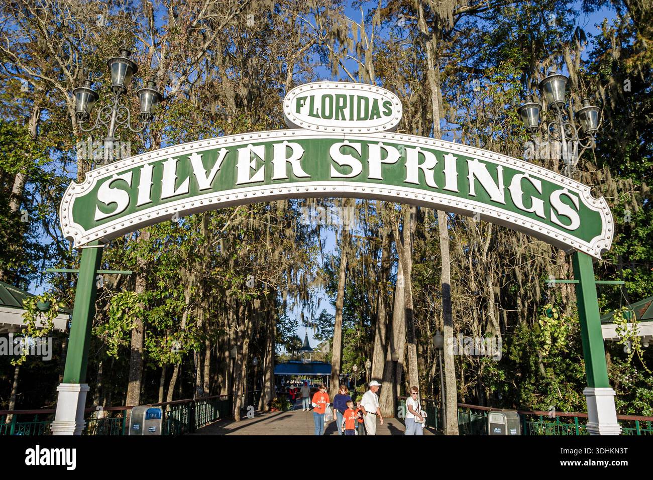 Florida Silver Springs Natur Themenpark 1878, Vordereingang Schild Bogen, Stockfoto