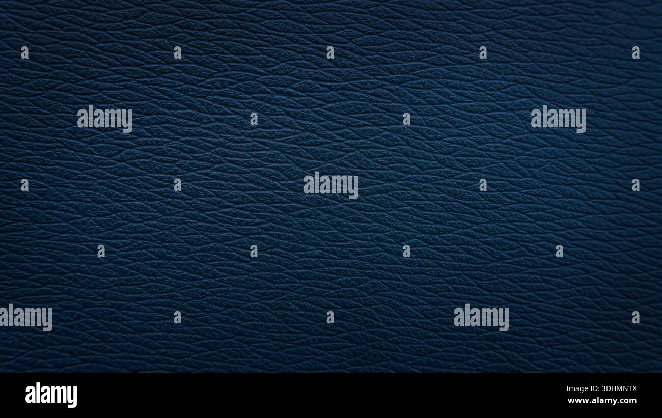 Dunkelblaue Kunstlederstruktur mit feiner, detaillierter Narbe Stockfoto