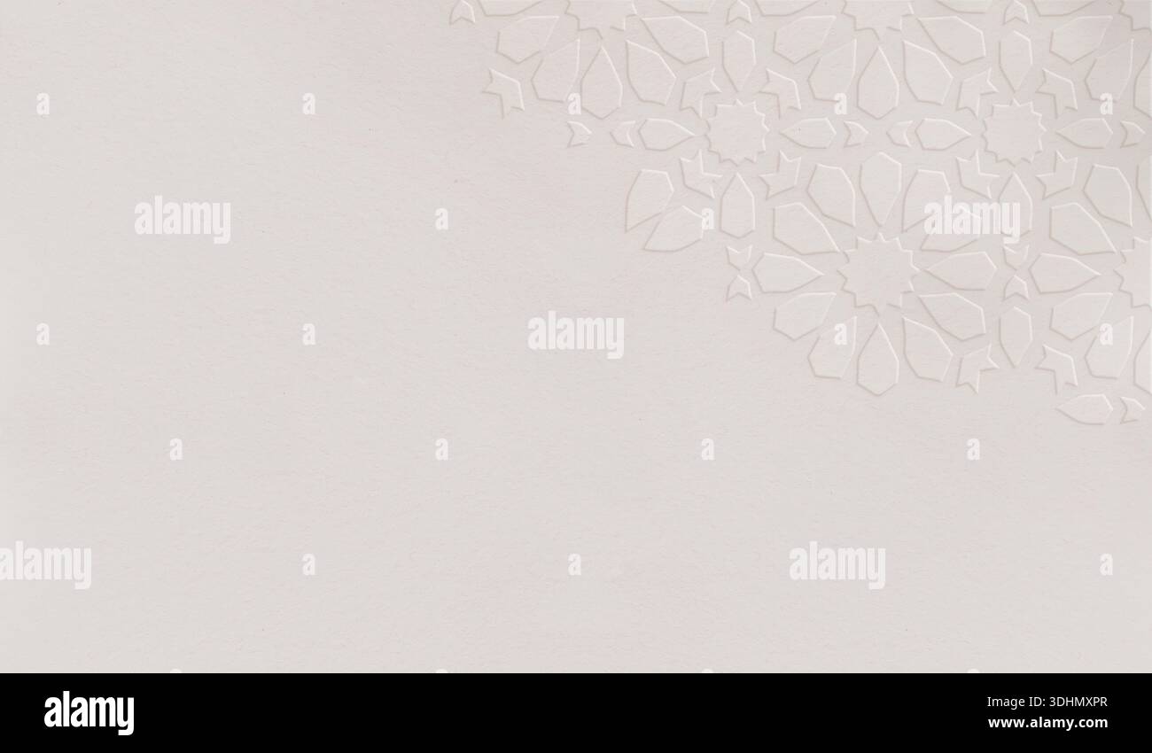 Minimaler Weicher, Beigefarbener Papierhintergrund. Dekoratives geometrisches marokkanisches Muster, Mosaikfliesen. Eleganter, Neutraler Kopierbereich Mit Textur. Luxus-Branding Stockfoto