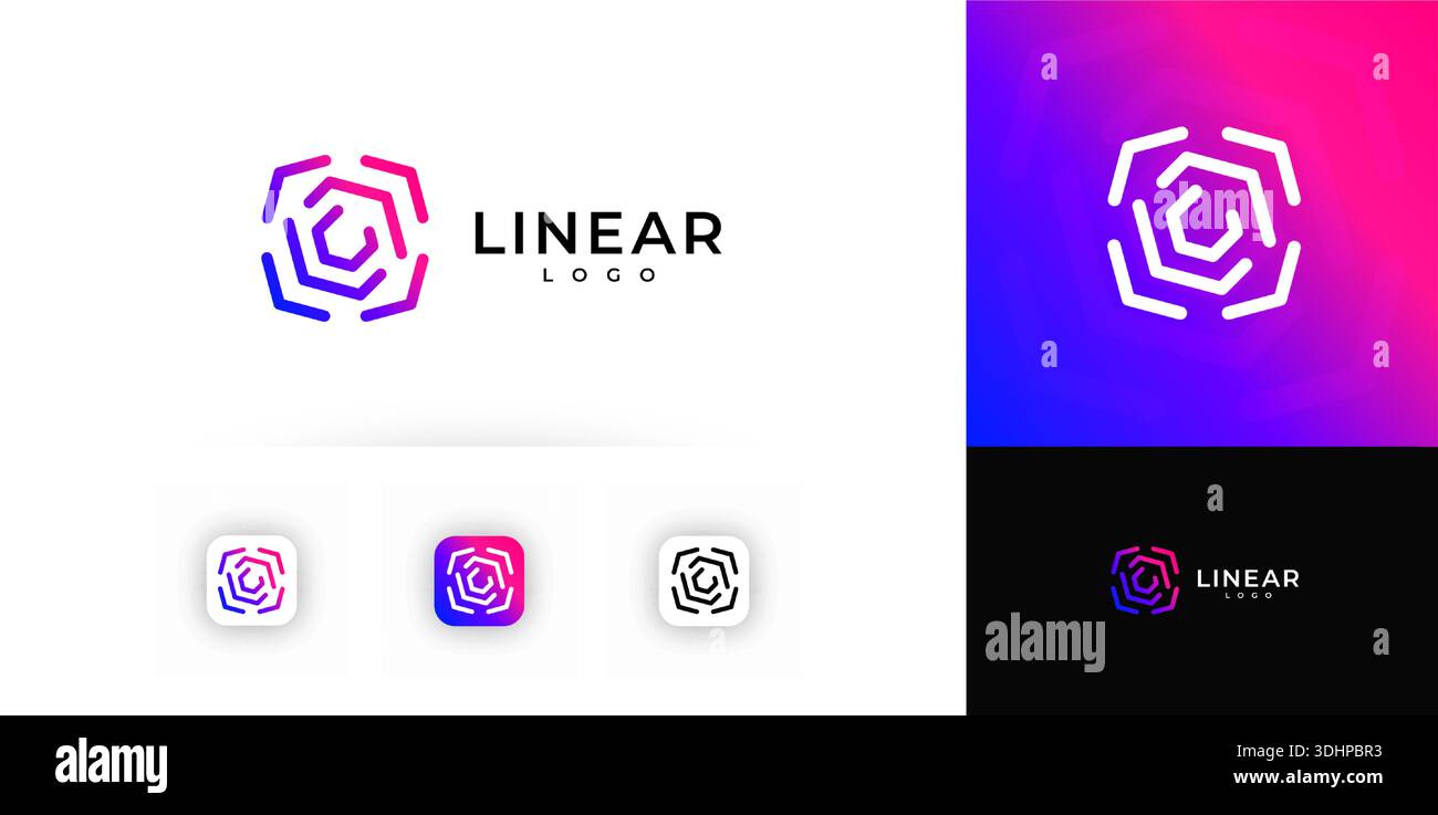 Cyber Security Digital Linear Lock Logo-Symbol. Line Safe Combination Sign Cybersecurity Symbol. Datenschutz Abstract Secure Code Network Stock Vektor