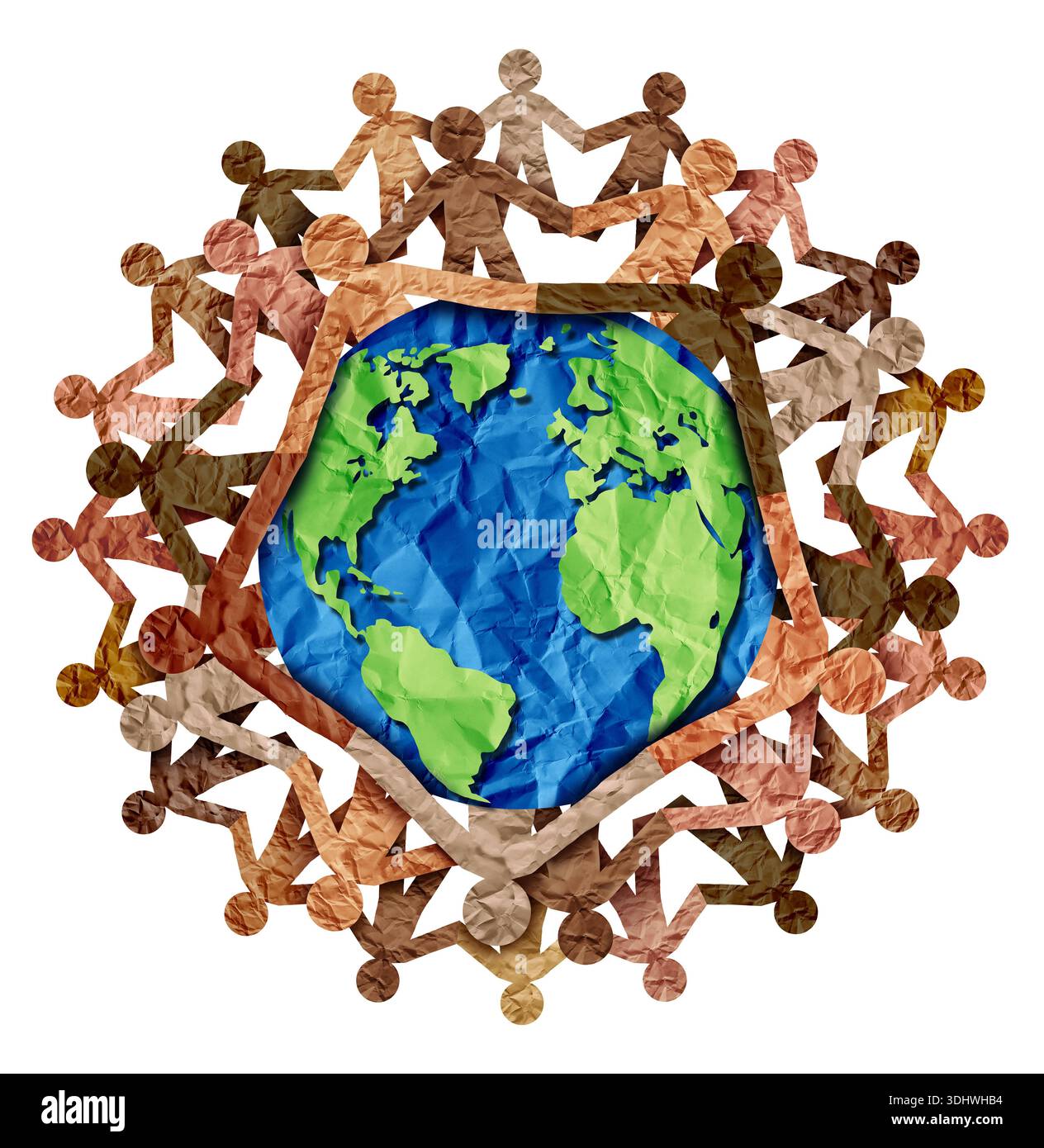 Konzept des Jugendtages und multikulturelle Gesellschaft oder Multikulturalismus mit ethnischen Gruppen und globaler Einheit oder Weltvielfalt und Welttag internationale CUL Stockfoto