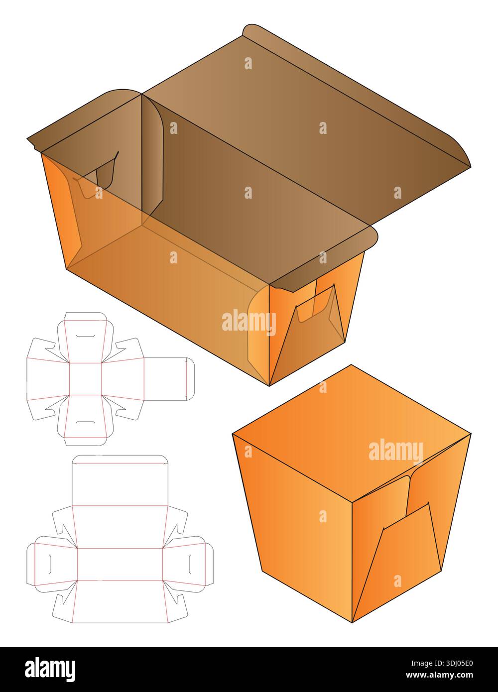 Verpackungsmodell für Lebensmitteleimer mit Dieline-Vorlage Stock Vektor