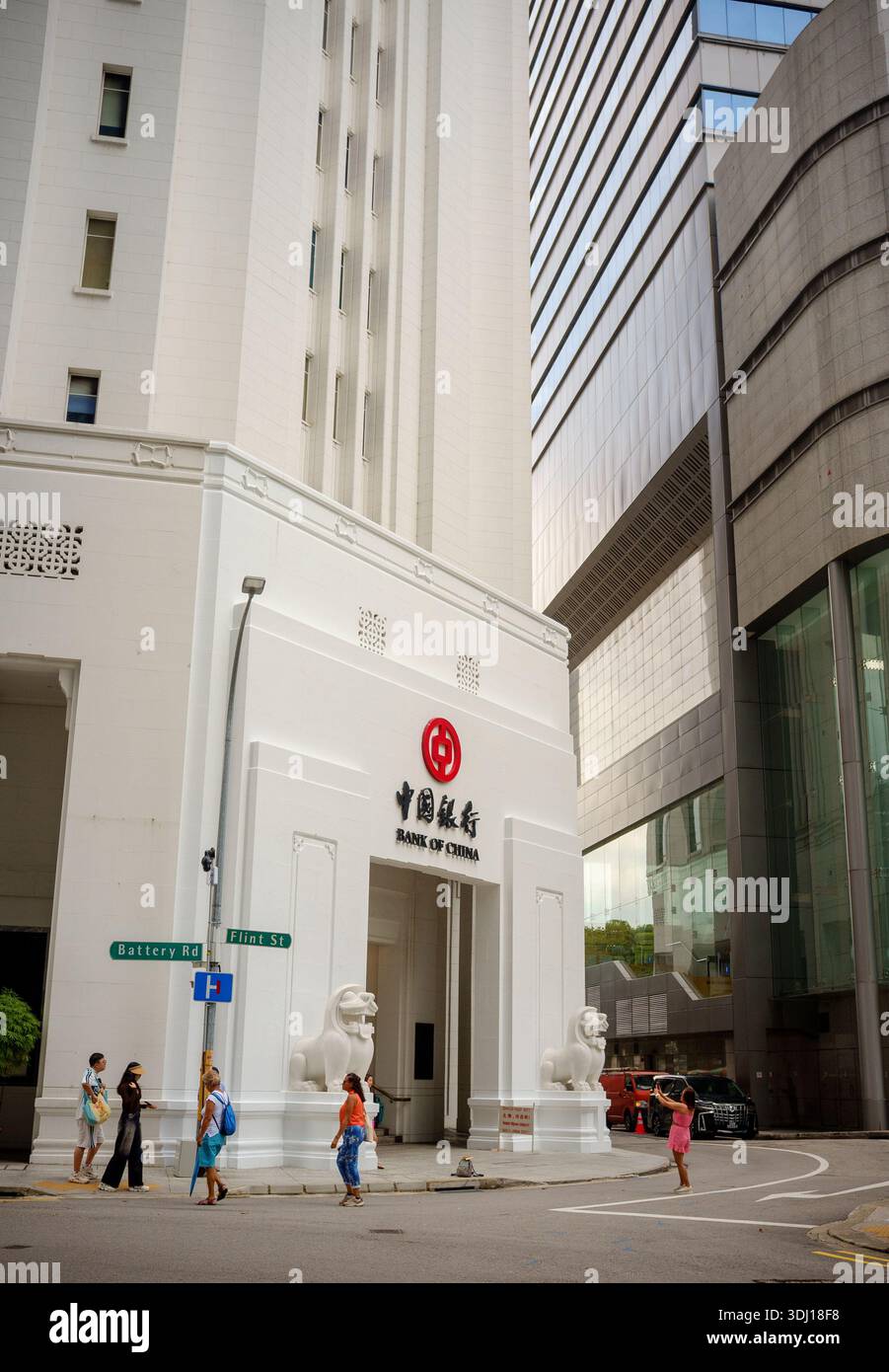 Hauptsitz der Bank of China in der Battery Road Singapore Asia. Stockfoto