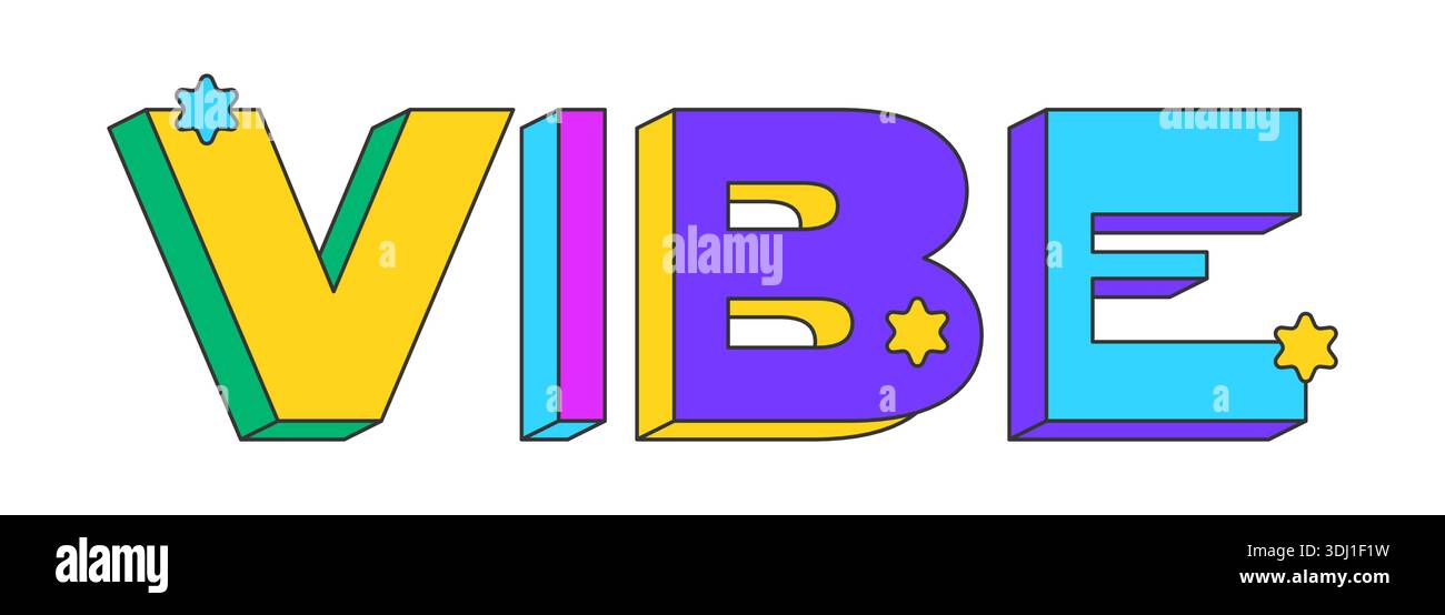 Lebendiges, verspieltes 3D-Textdesign Stock Vektor