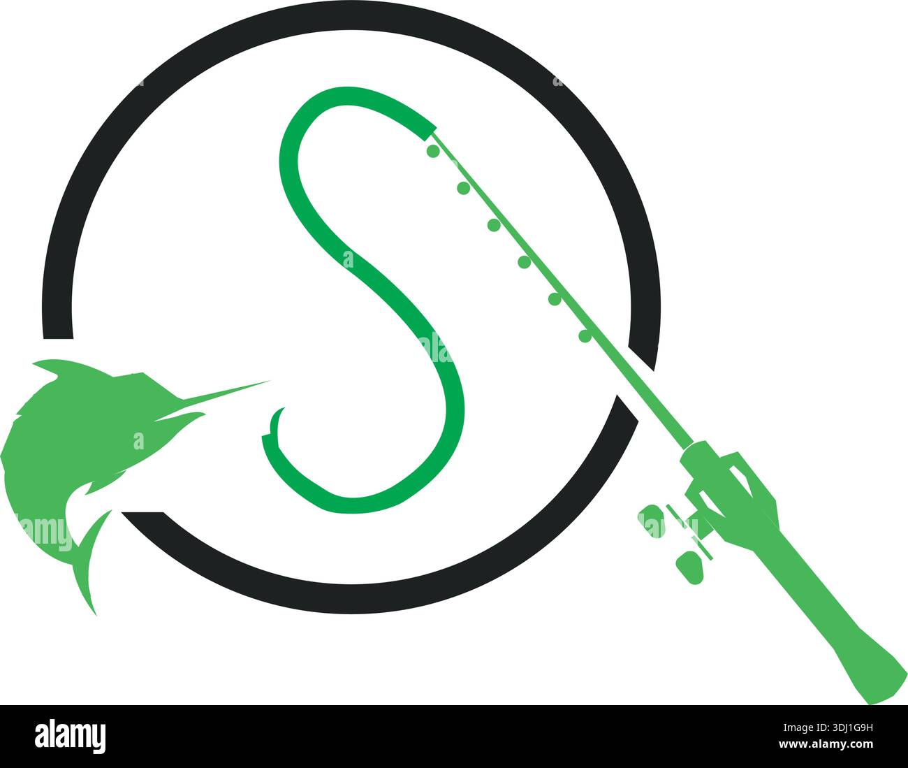 Angelrute Linie Grün und Schwarz Symbol Pro Vektor Angeln Symbol Stock Vektor Illustration Stock Vektor