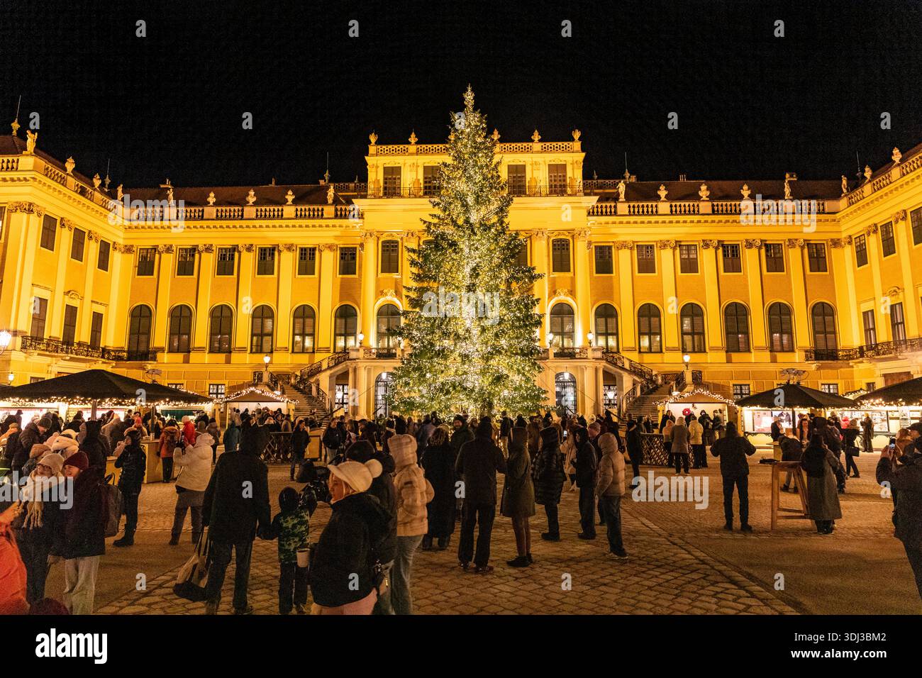 Weihnachtsmarkt im Schloss Schönbrunn in Wien, Österreich. Stockfoto