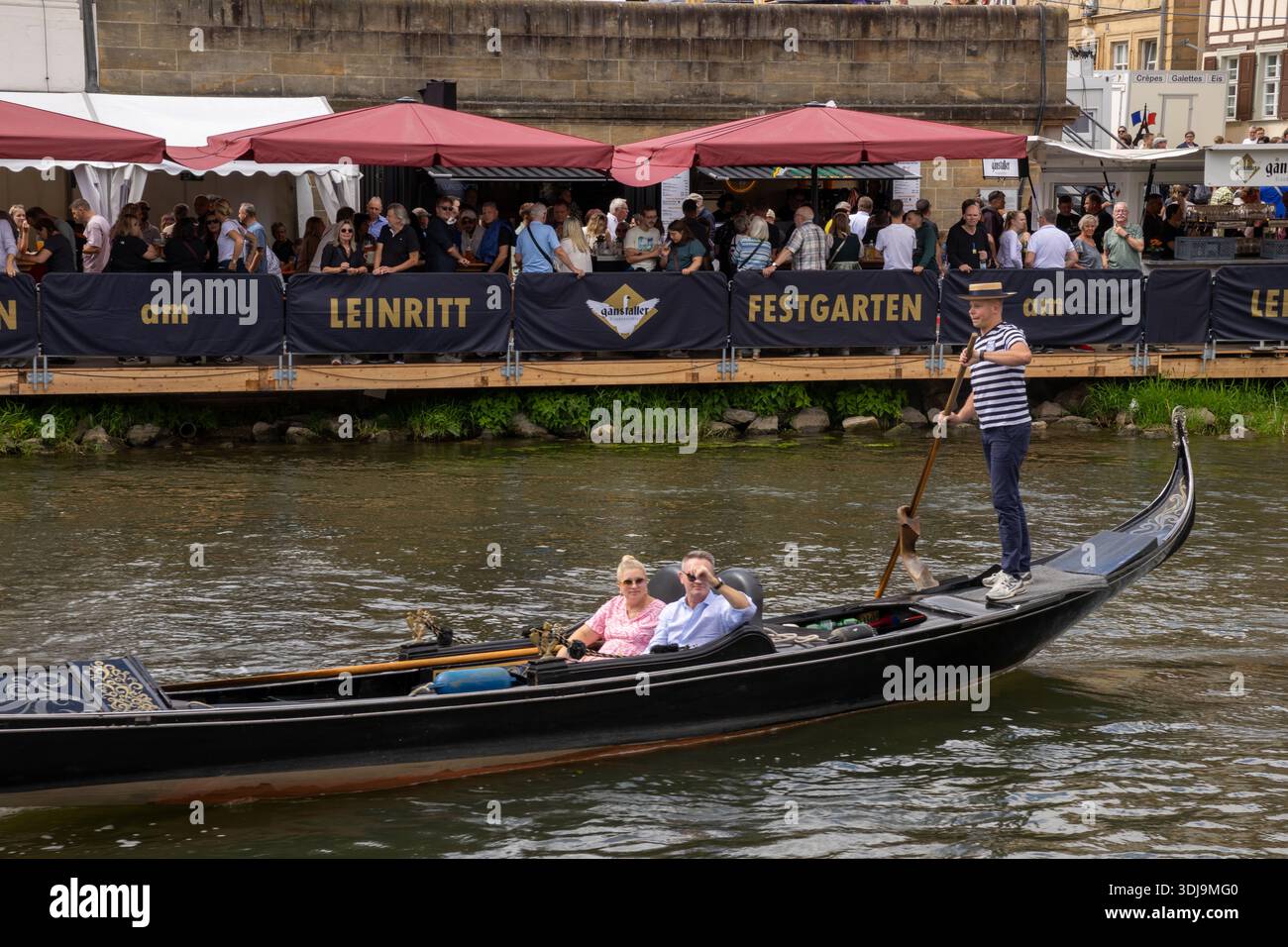 Historische Altstadt von Bamberg, Bayern, Deutschland, UNESCO-Weltkulturerbe, Flusslandschaft und traditionelles Sandkerwa-Festival Stockfoto