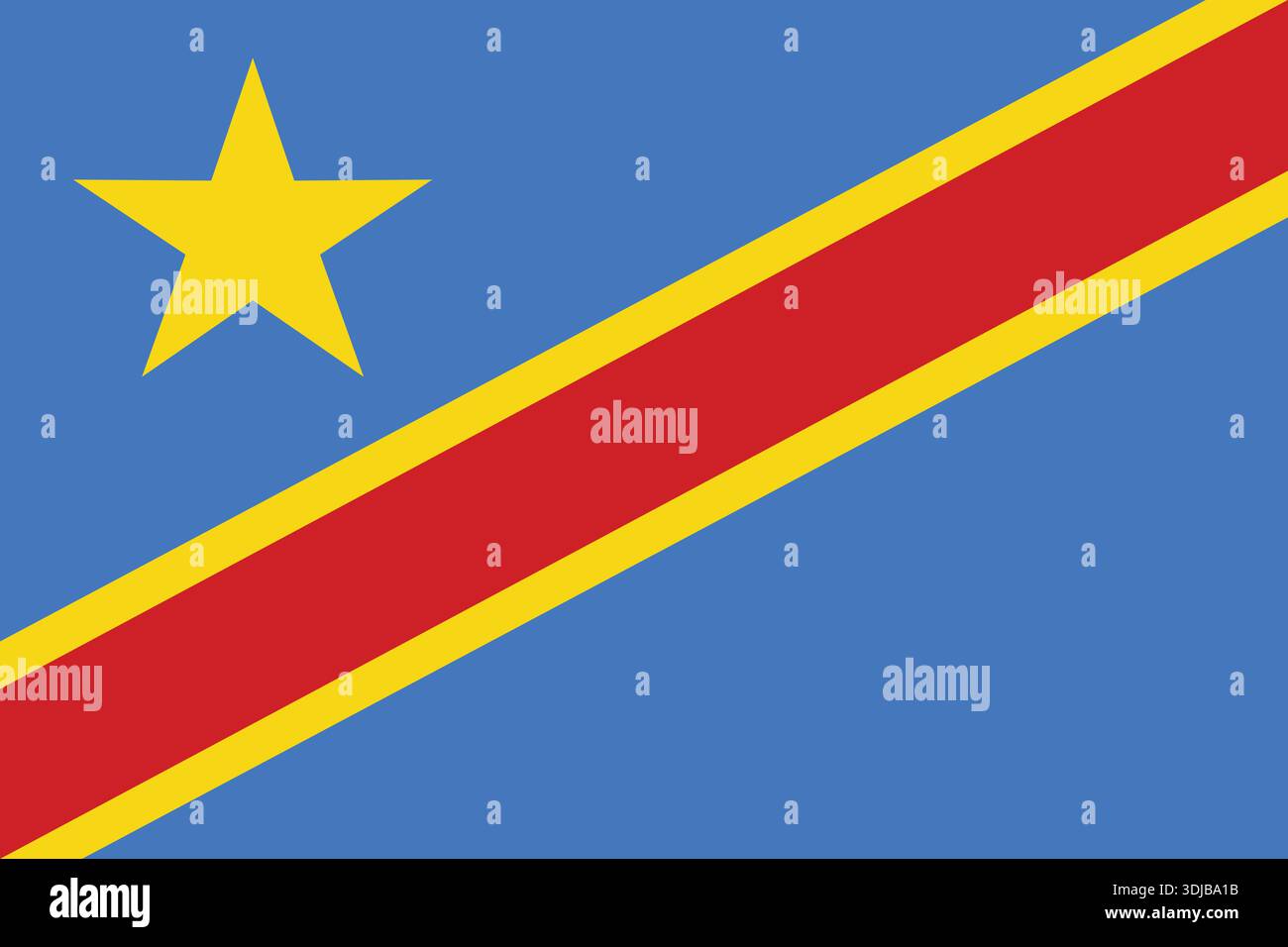 Demokratische republik kongo Flaggenvektor Illustration. Flache Vektor-Illustration der demokratischen republik kongo Flagge mit blauem f Stock Vektor