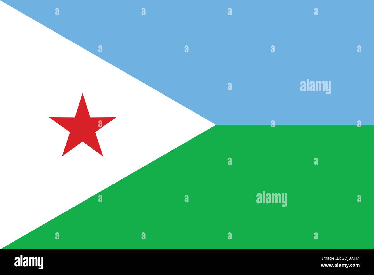 Dschibuti Nationalflagge flache Vektor-Illustration. Flache Vektor-Illustration der dschibuti-Flagge mit hellblauen und grünen horizontalen Streifen. Stock Vektor