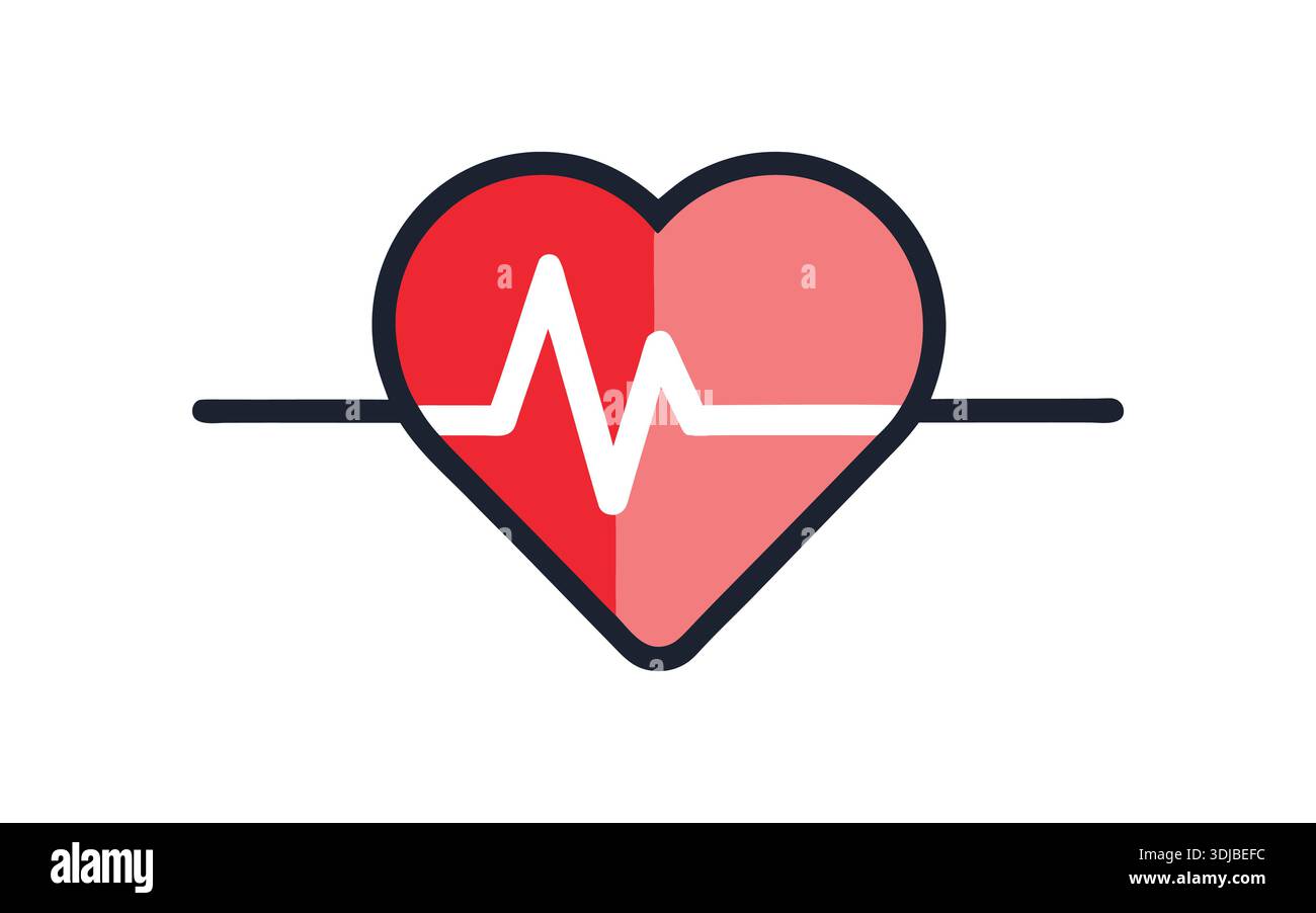 Herzschlag EKG-Linie Grafik Symbol Herzsymbol, medizinische Versorgung Stock Vektor
