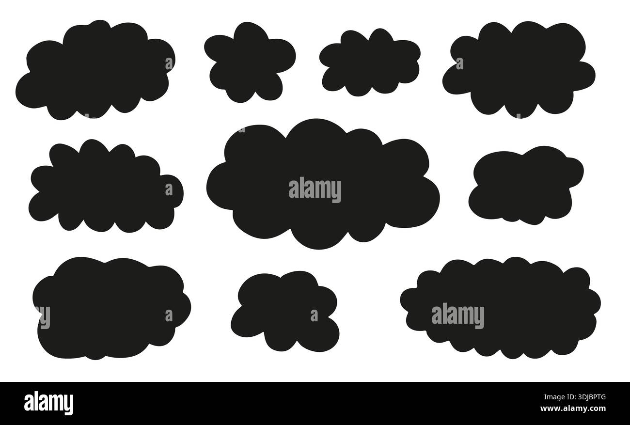 Doodle Cloud-Kollektion. Set süßer Wolken im Kinderstil Stock Vektor