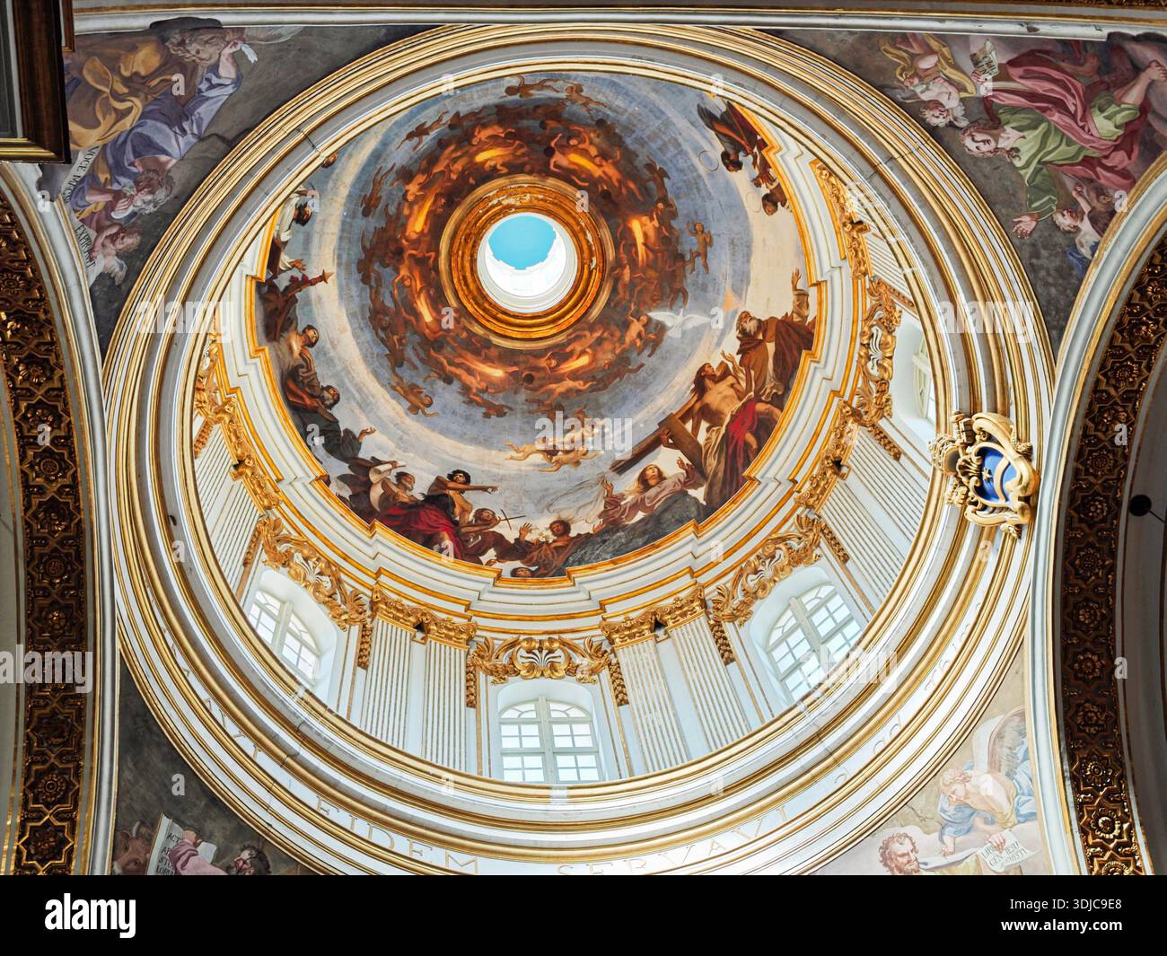barocke Kuppel, die als Meisterwerk von Lorenzo Gafà gilt, St. Paul's Cathedral (Il-Katidral Metropolitan ta' San Pawl), 12. Jahrhundert, Mdina, Rep Stockfoto