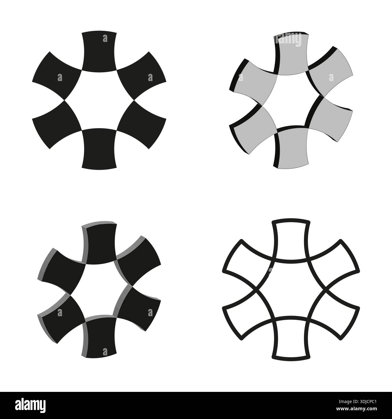 Sechskant-Zahnradsammlung. Industrieller Kettenradsatz. Mechanisches Teil Vektor. Symbol für technisches Zahnrad. EPS 10. Stock Vektor