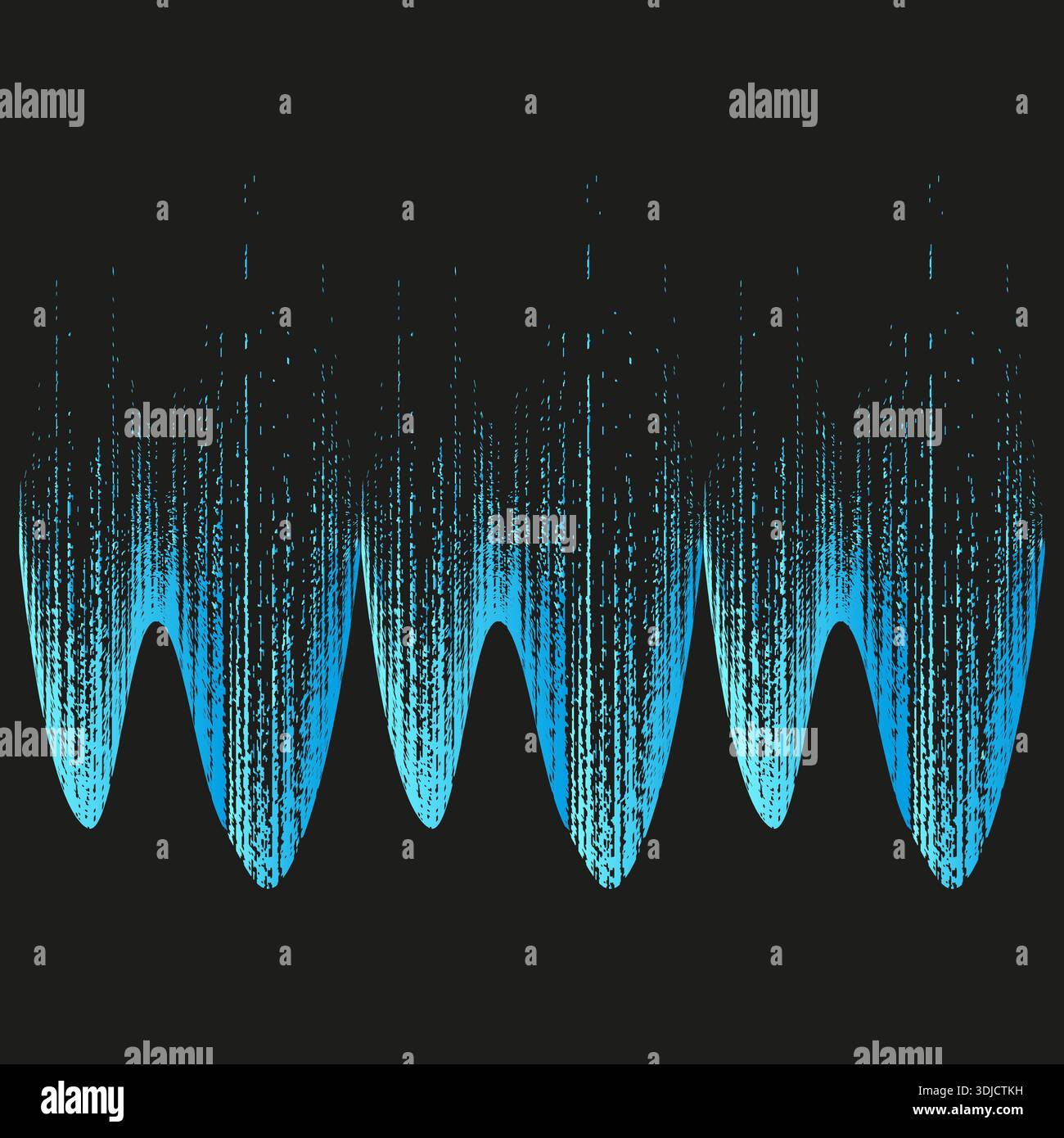 Blaue Schallwelle. Audiofrequenzvektor. Symbol für Musik-Equalizer. Schwarzer Hintergrund leuchtet. Stock Vektor