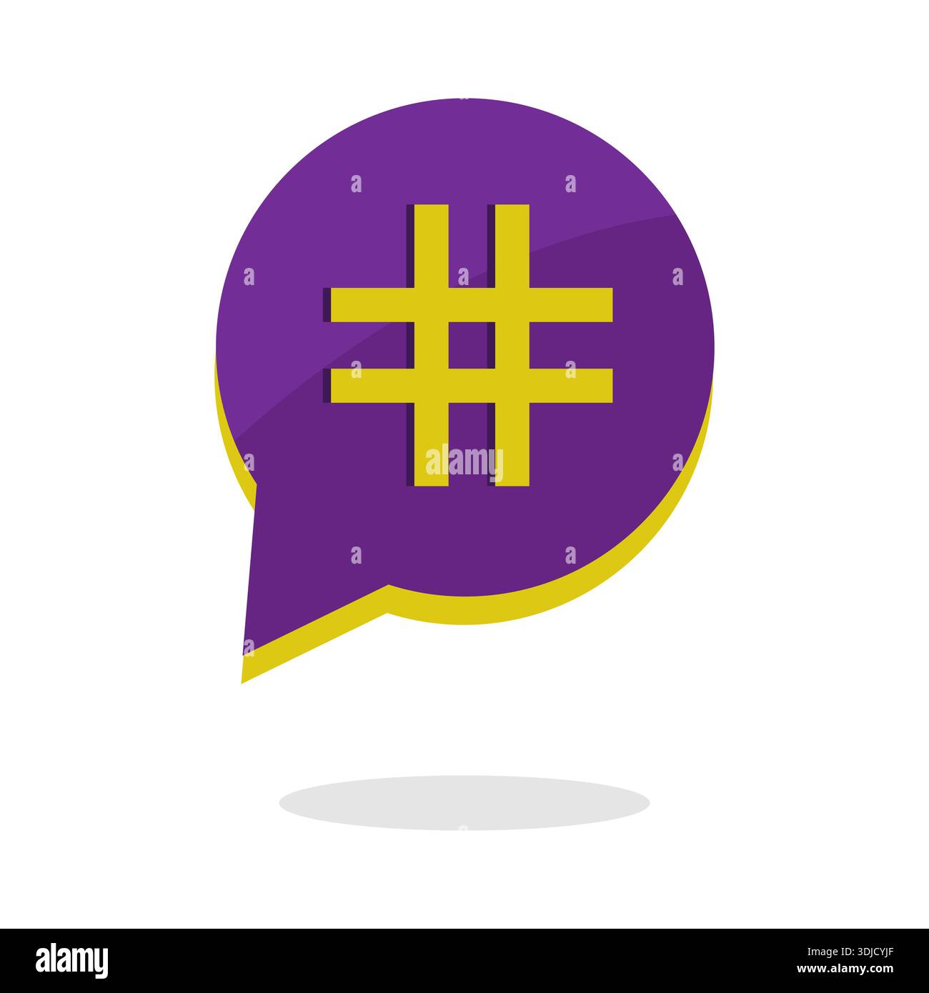 Symbol für professionelle soziale Medien. Globales Hashtag-Chat-Symbol. Leuchtend violette Vektorblase. Erfolgreicher Kommunikationsdialog. Stock Vektor