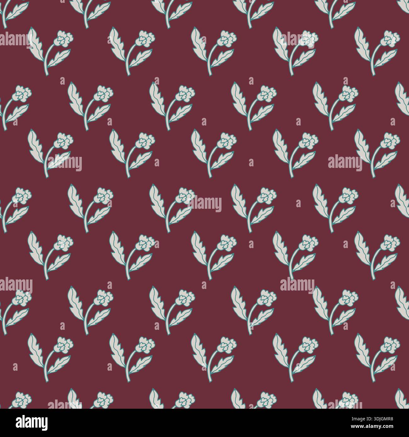 Minimal Folk Floral Zweig Muster Stock Vektor