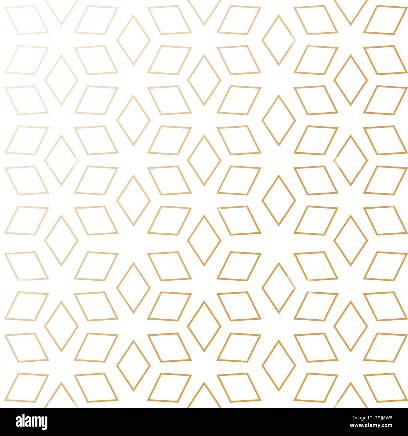 Nahtloses geometrisches Muster aus Goldlinie mit ineinander greifenden Diamantformen, eleganter abstrakter Hintergrund auf weiß. Stock Vektor