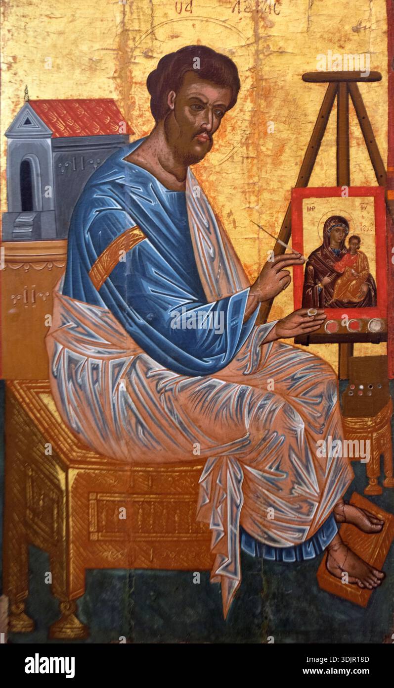Griechische Bizantyne-Kunst: Lukas der Evangelist (unbekannt, 17. Jahrhundert) Stockfoto