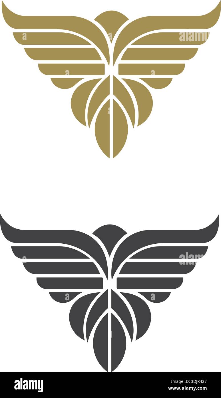 Schwarz-goldenes Flügellogosymbol für einen professionellen Designer Free Vector Stock Vektor