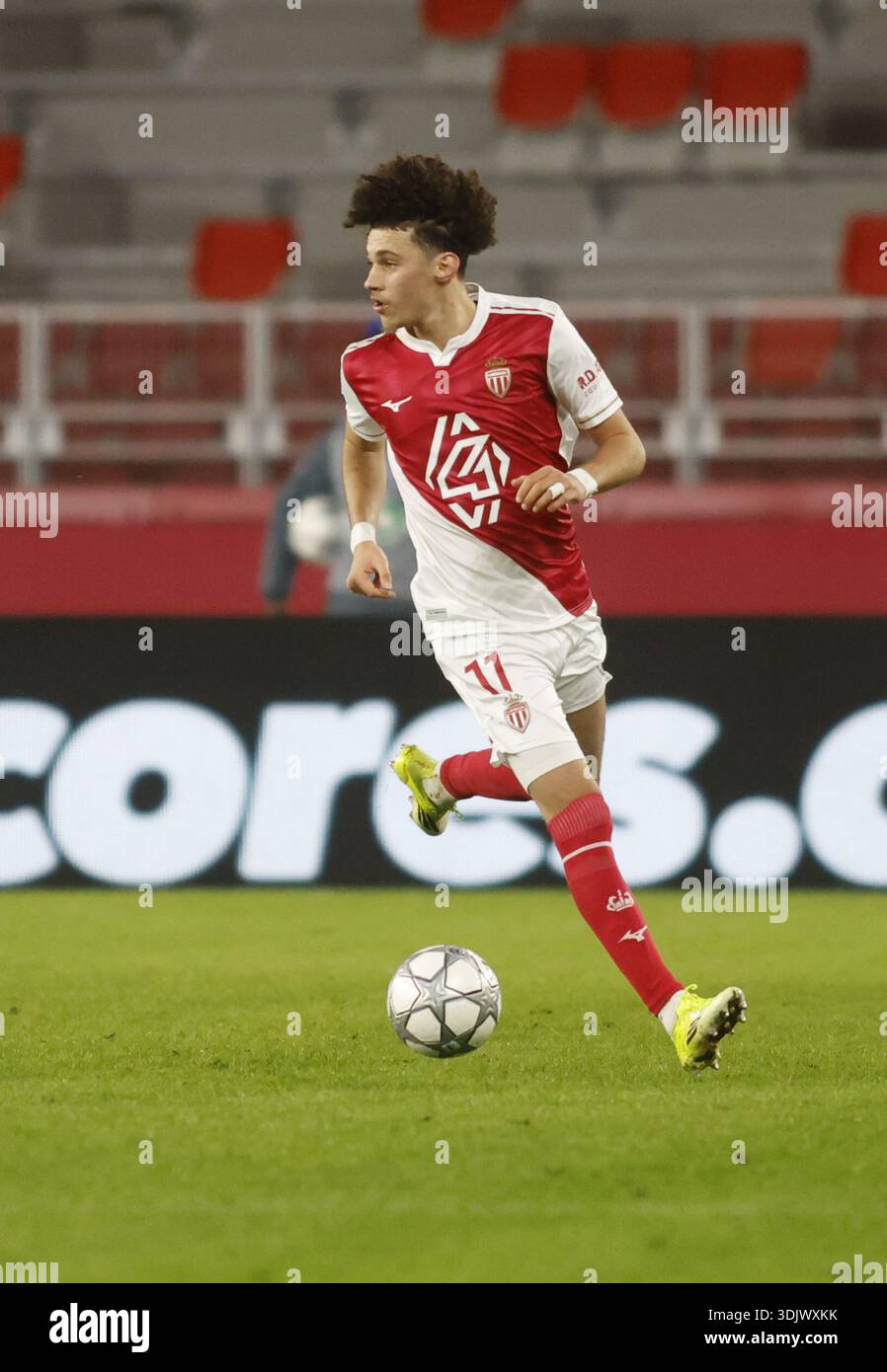 Monaco, Fürstentum Monaco. Januar 2026. Maghnes Akliouche von AS Monaco während des Fußballspiels der UEFA Champions League 2025/26 zwischen AS Monaco und Juventus FC am 28. Januar 2026 im Stade Louis II, Monaco, Foto Nderim KACELI Credit: Independent Photo Agency/Alamy Live News Stockfoto