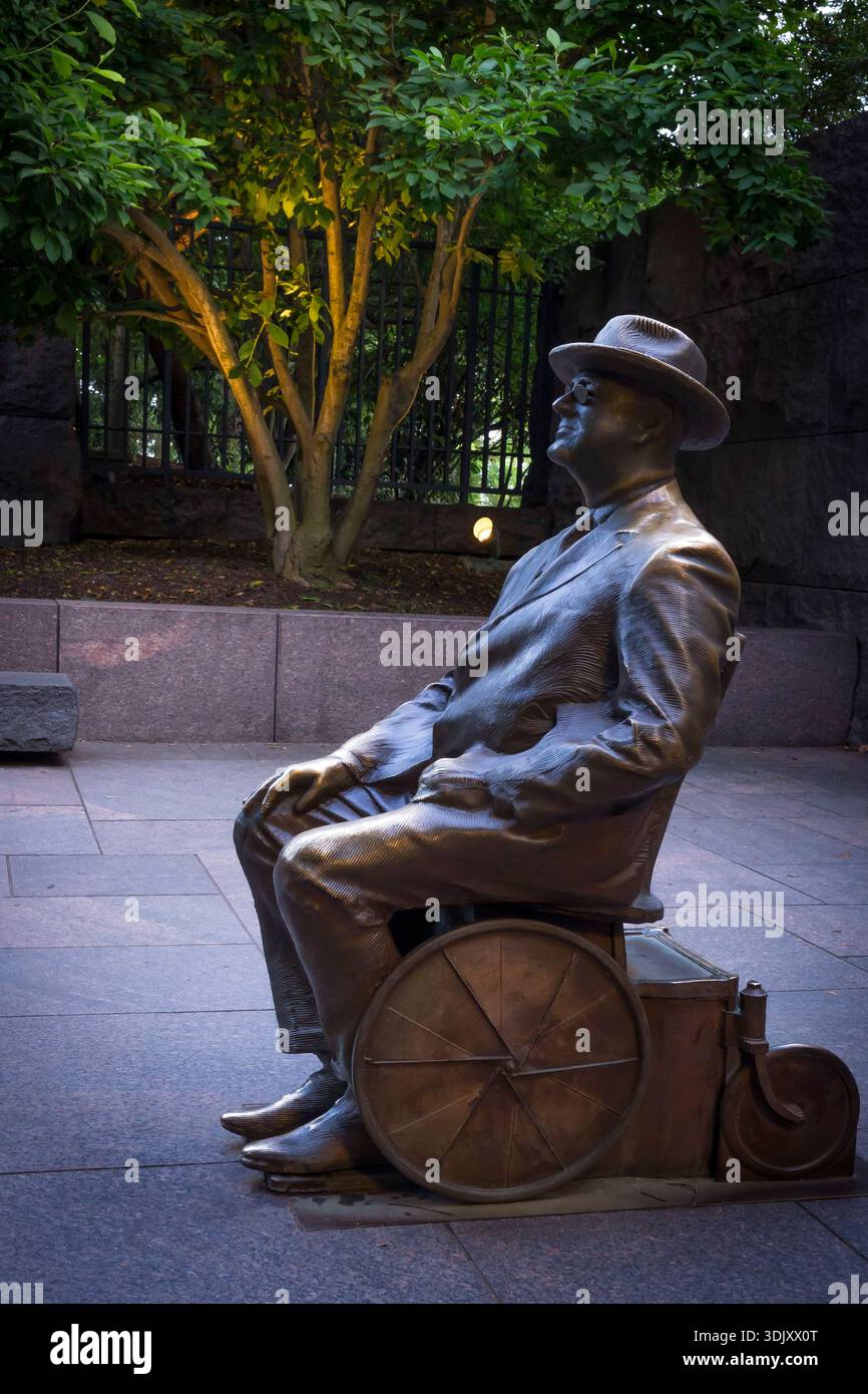 Franklin D Roosevelt-Statue am FDR Memorial, Washington DC, USA Stockfoto