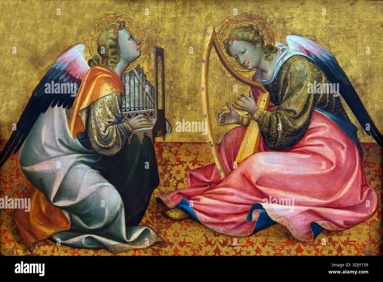 Zwei sitzende Engel, die Musik machen, von Gherardo Starnina, 1400-1410 Stockfoto