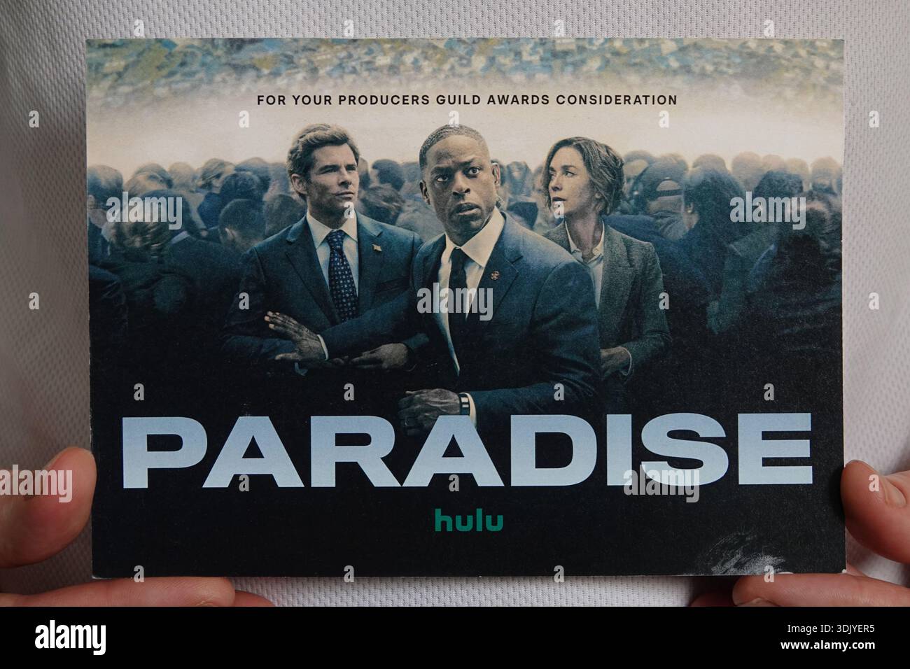 Los Angeles, Kalifornien, USA - 25. Januar 2026: Ein Mailer der Paradise TV-Serie wird während einer FYC / for Your Exposure Awards-Saison-Kampagne gezeigt. Stockfoto