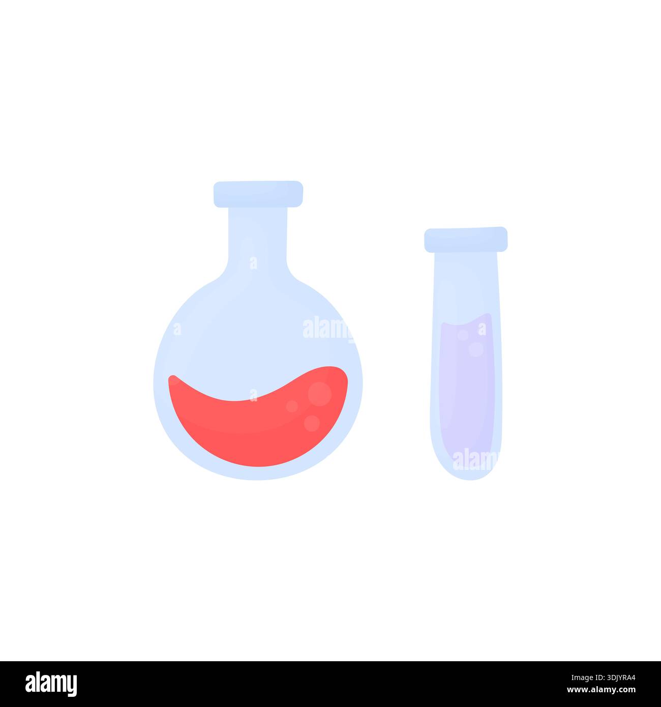 Behälter mit Chemikalien. Symbol der Chemie. Tränke in Flaschen. Stock Vektor