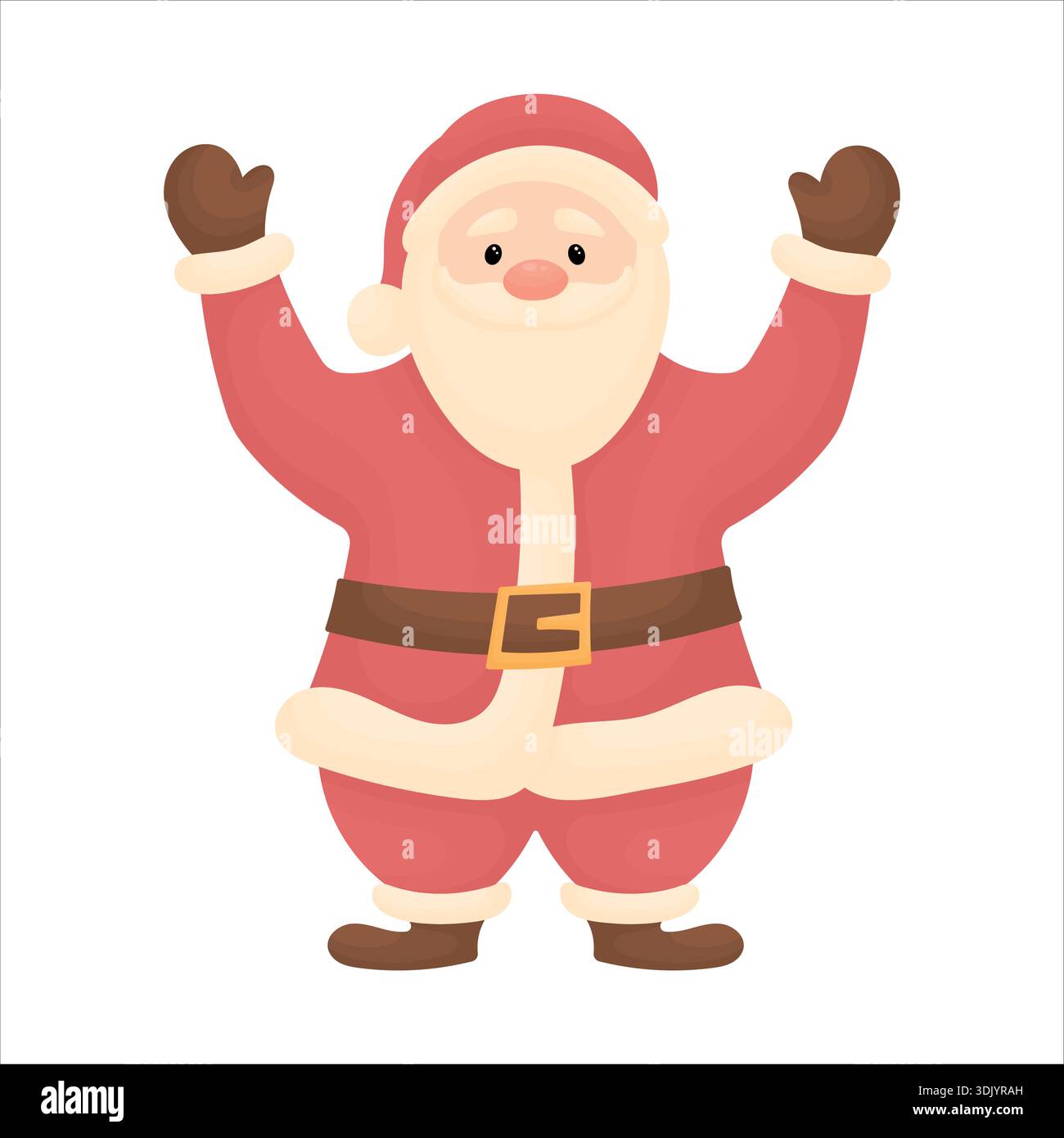 Der Weihnachtsmann begrüßt alle mit beiden Händen. Illustration für eine Weihnachtsgrußkarte. Stock Vektor