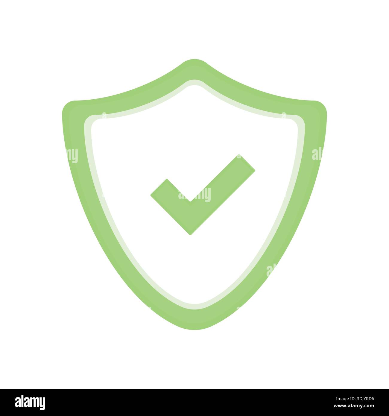 Einfache Abbildung einer Abschirmung mit einem grünen Häkchen. Schutzbegriff. Stock Vektor