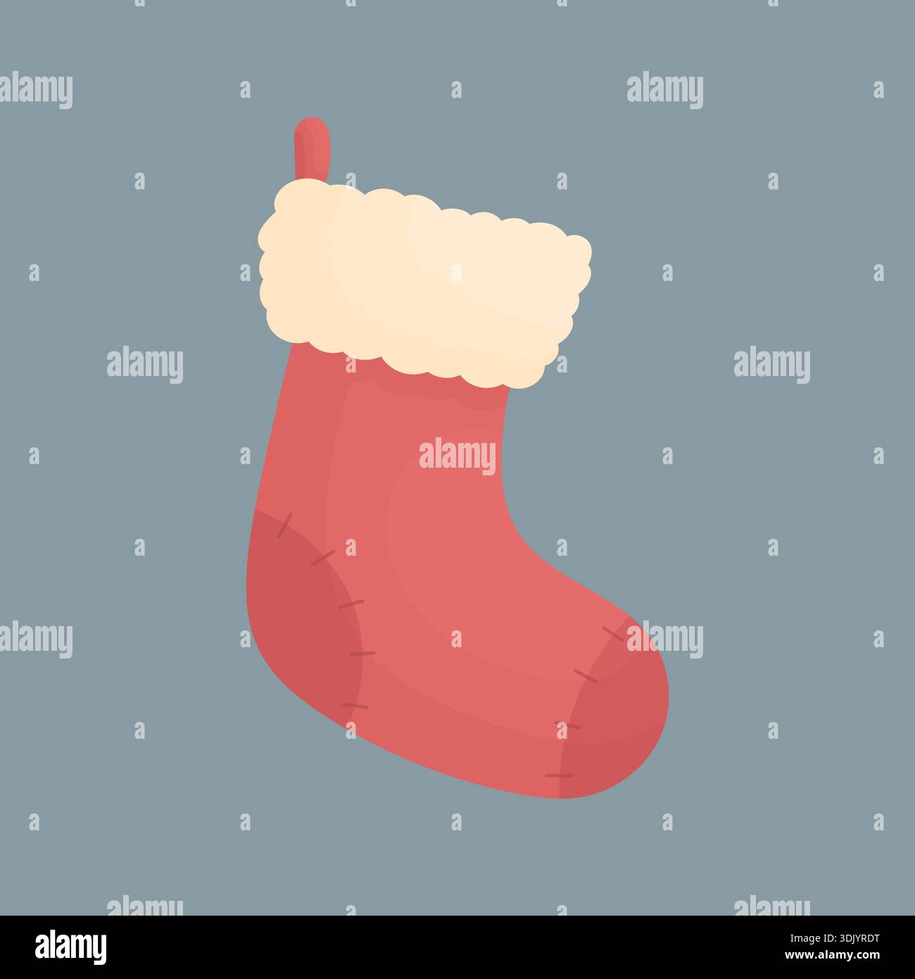 Rote Weihnachtssocke. Wohndekoration zu Weihnachten. Elemente des neuen Jahres Stock Vektor