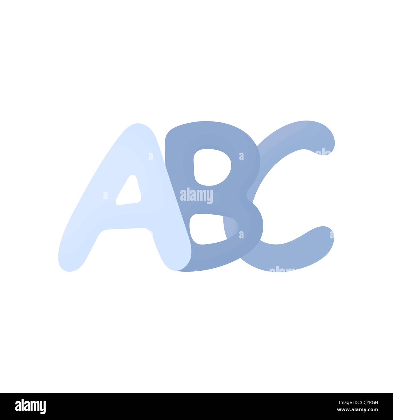 Die ersten drei Buchstaben des Alphabets. ABC. Vorschulerziehung. Konzept zum ersten Mal in der Schule Stock Vektor