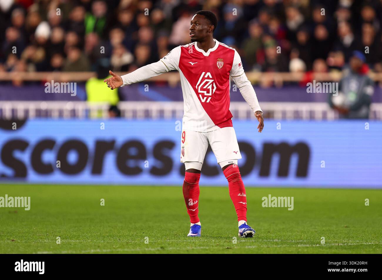 Monaco, Fürstentum Monaco. Januar 2026. Mamadou Coulibaly des AS Monaco FC im Spiel der UEFA Champions League Phase MD8 zwischen AS Monaco und Juventus FC im Stade Louis II am 28. Januar 2025 in Monaco, Fürstentum Monaco. Quelle: Marco Canoniero/Alamy Live News Stockfoto